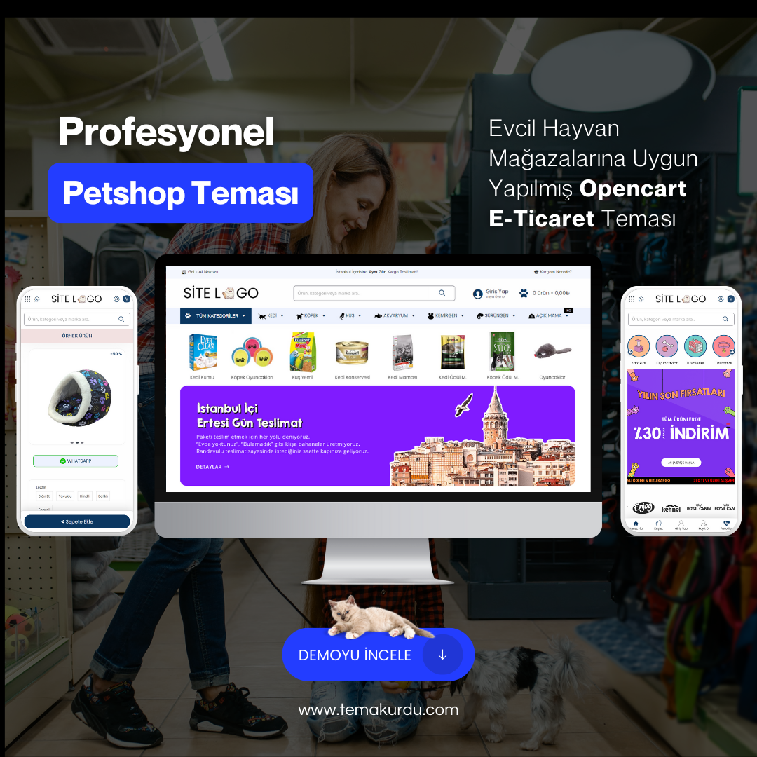 Opencart Premium Petshop E-Ticaret Teması